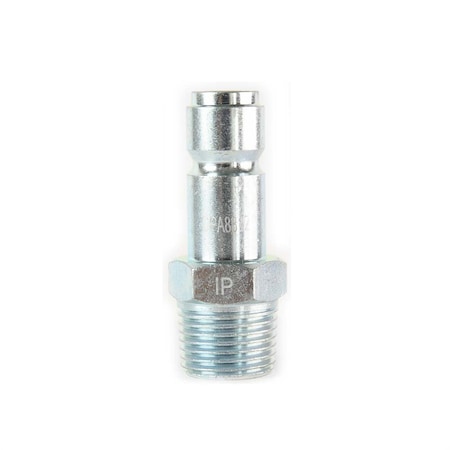 Interstate Pneumatics 1/2 Inch Auto Coupler Plug x 1/2 Inch Male NPT (Silver Color) CPA881Z